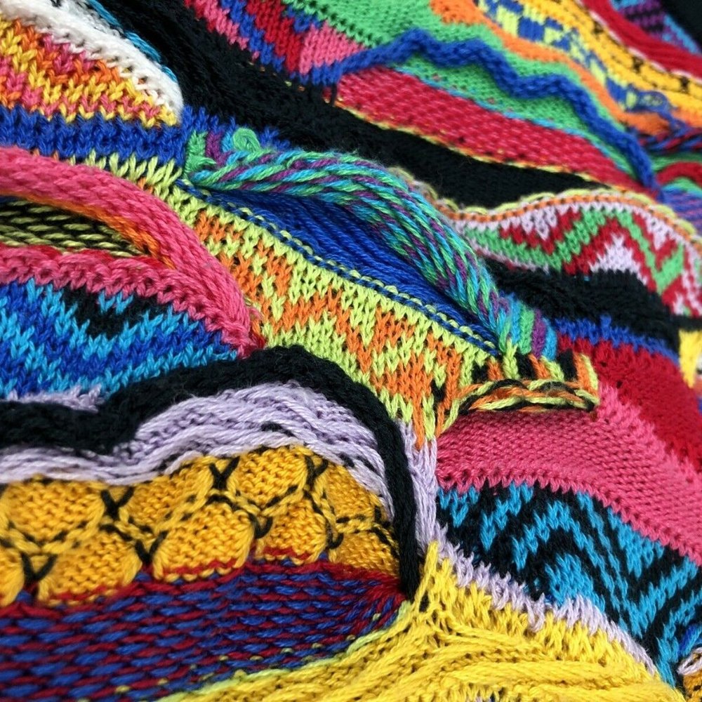 Vtg COOGI Cotton Knit 3-D Sweater Australia V-Neck - Picture 9 of 11